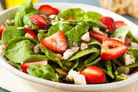 Strawberry Rocket leaves salad with feta cheese