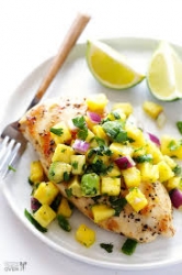 Chicken or baked chicken with pineapple salsa