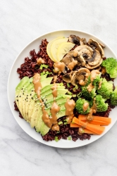 glossy black rice veg bowl