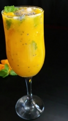 basil seeds ,ripe mango slush